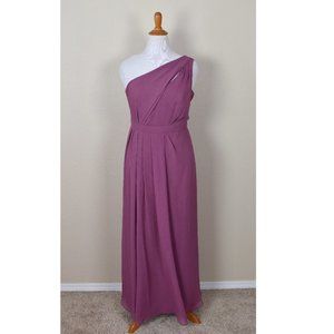 David's Bridal CHIANTI Long One Shoulder Crinkle Chiffon Dress 16
